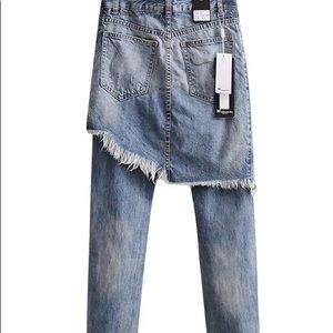 Distressed jeans w/skirt attached SUPER CUTE! NWT